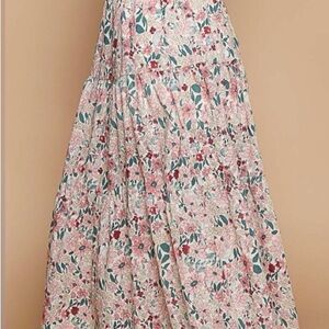 Floral Maxi Skirt - Pink and Green